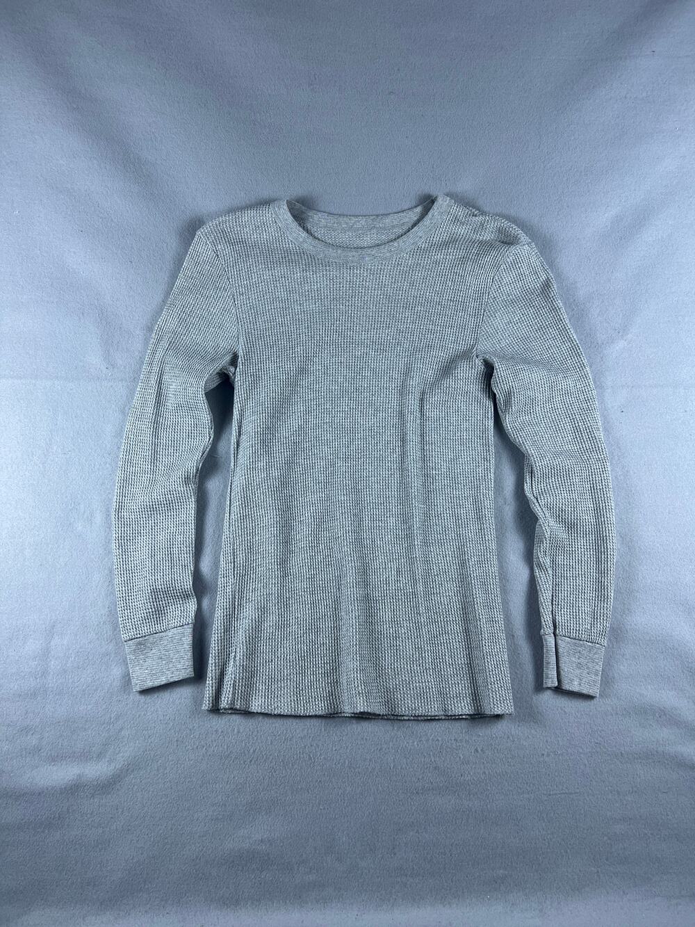 Fruit of the Loom Thermal Shirt Mens L Gray Long Sleeve Waffle Knit Cabincore